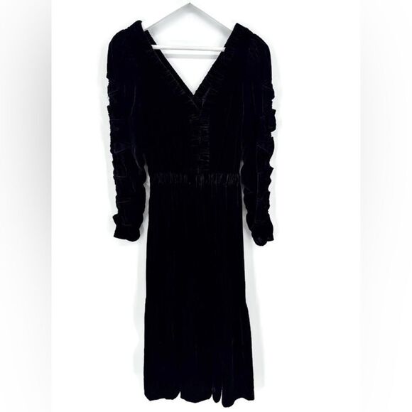 Sea New York Mayde Velvet Black Long Sleeve Cut Out Cutout Midi Size 2 - Picture 9 of 15